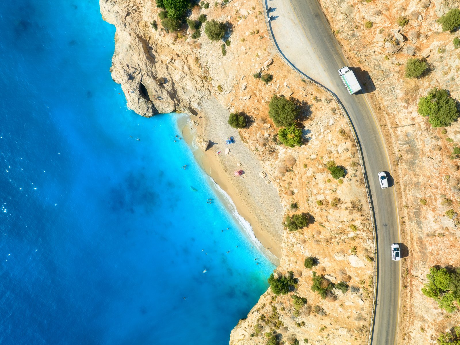 Rental car on a coastal road in Mallorca